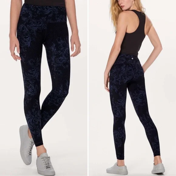 Lululemon Wunder Under High Rise Tight Nulux Foliage Moody Blues Black Size 12 - Picture 1 of 16